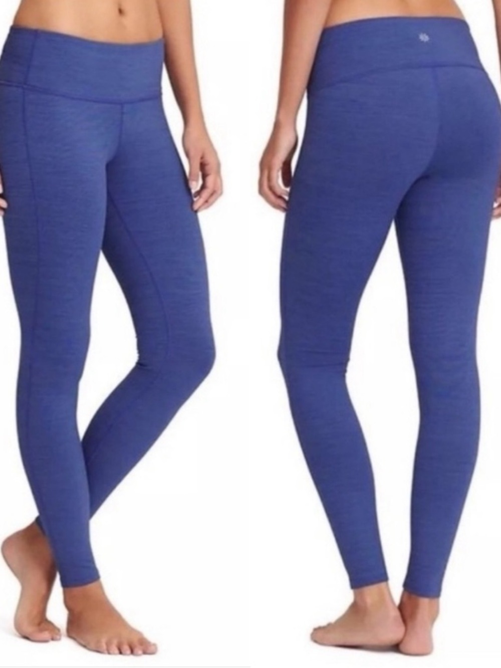 Athleta Chaturanga Full Length Leggings S Blue Spacedye High Waisted Stretch